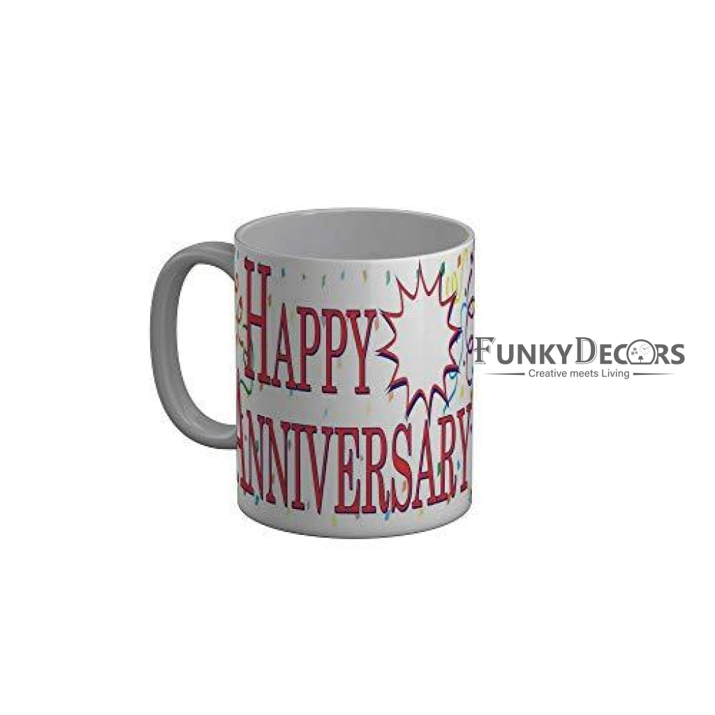 Funkydecors Happy Anniversary Ceramic Mug 350 Ml Multicolor Mugs