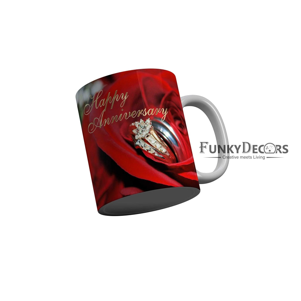 Funkydecors Happy Anniversary Ceramic Mug 350 Ml Multicolor Mugs