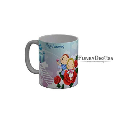 Funkydecors Happy Anniversary Ceramic Mug 350 Ml Multicolor Mugs