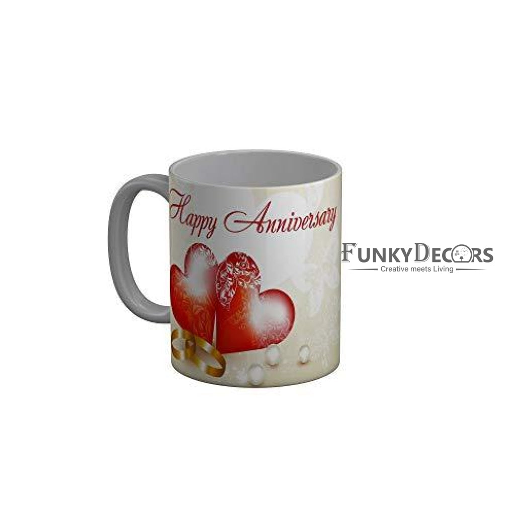 Funkydecors Happy Anniversary Ceramic Mug 350 Ml Multicolor Mugs