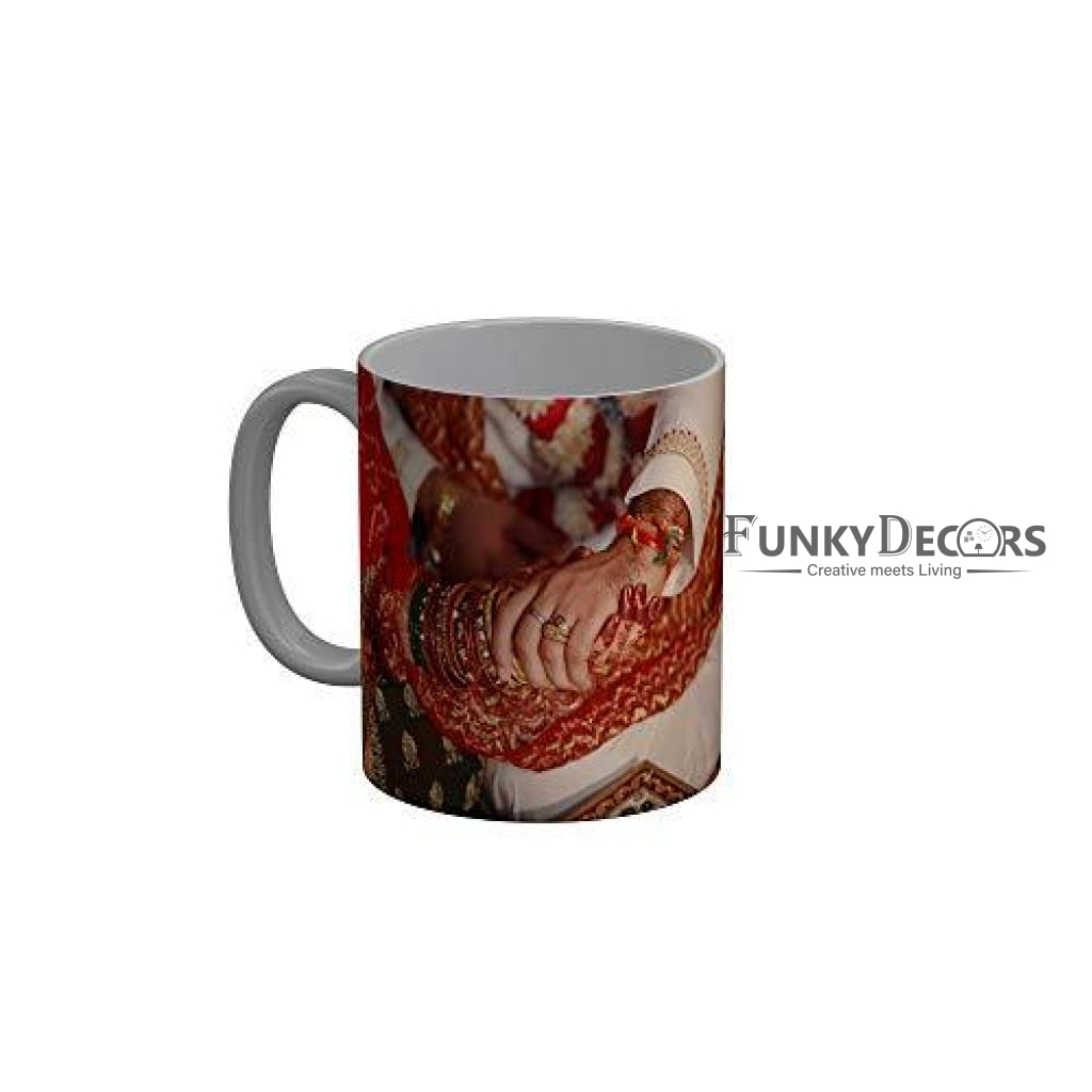 Funkydecors Happy Anniversary Ceramic Mug 350 Ml Multicolor Mugs
