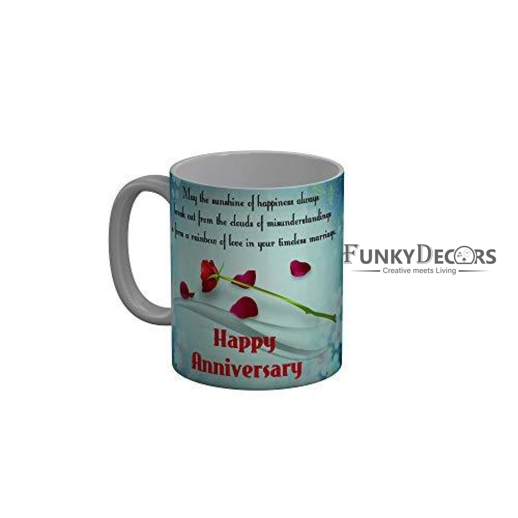 Funkydecors Happy Anniversary Ceramic Mug 350 Ml Multicolor Mugs
