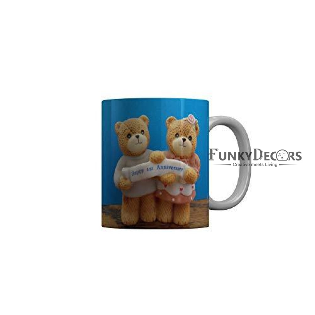 Funkydecors Happy Anniversary Ceramic Mug 350 Ml Multicolor Mugs