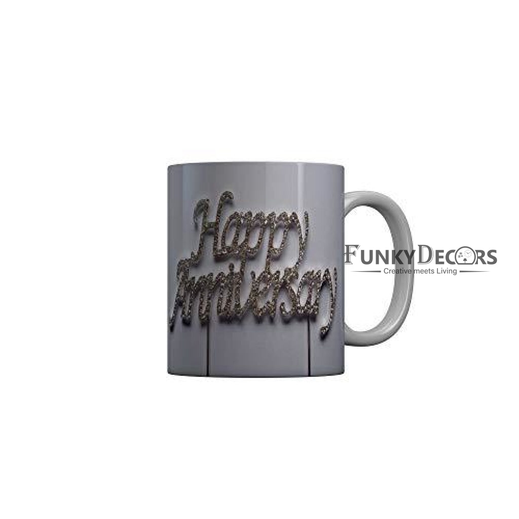 Funkydecors Happy Anniversary Ceramic Mug 350 Ml Multicolor Mugs