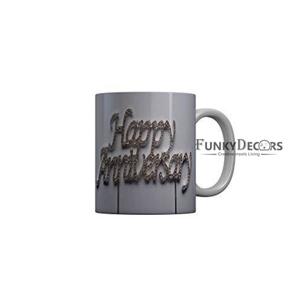 Funkydecors Happy Anniversary Ceramic Mug 350 Ml Multicolor Mugs