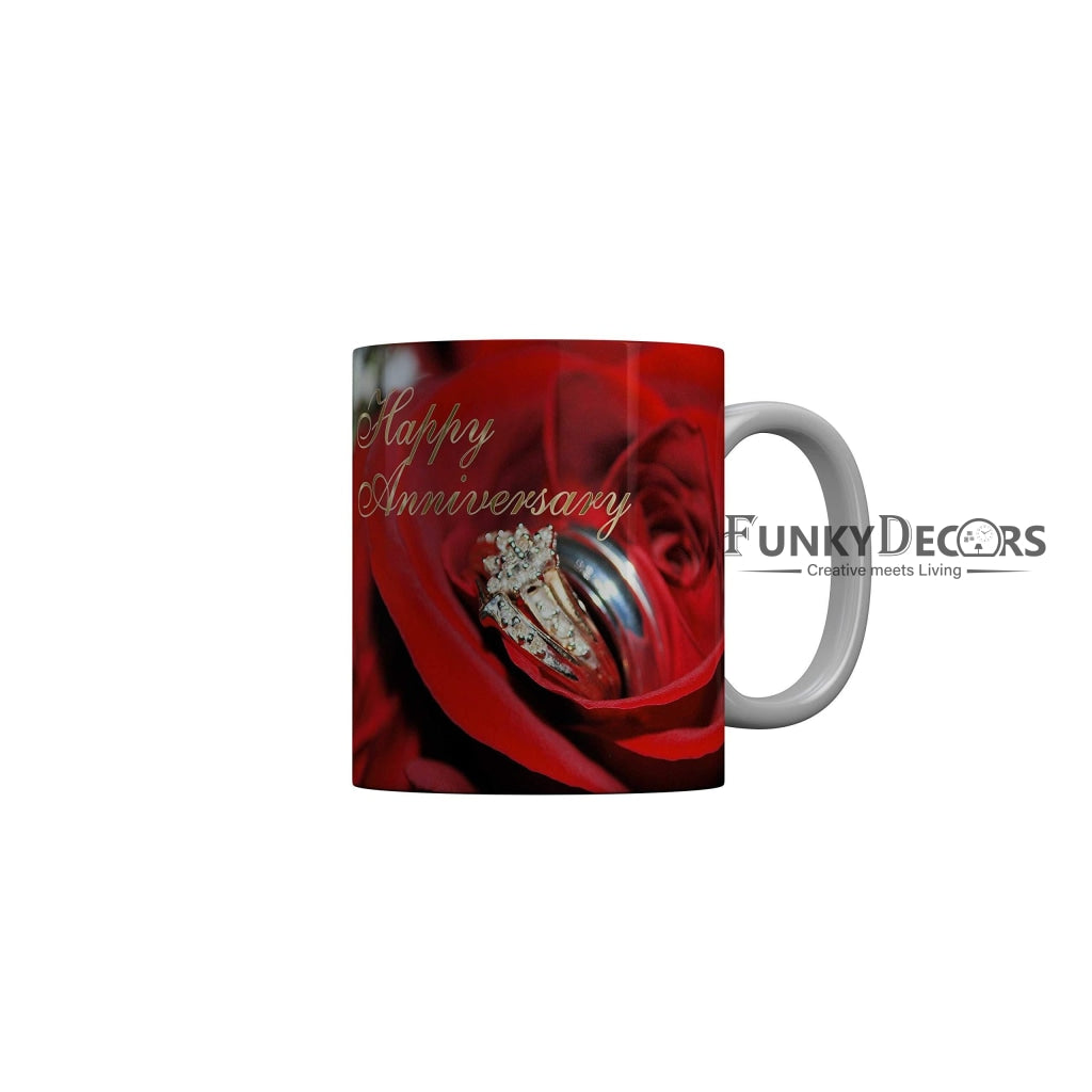Funkydecors Happy Anniversary Ceramic Mug 350 Ml Multicolor Mugs
