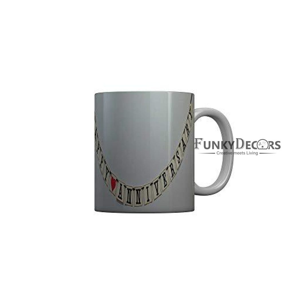 Funkydecors Happy Anniversary Ceramic Mug 350 Ml Multicolor Mugs