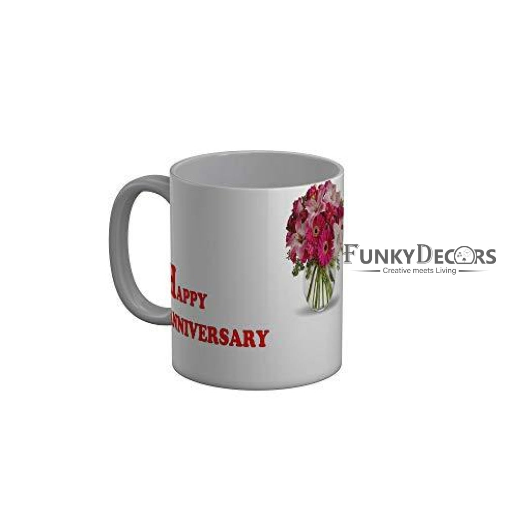 Funkydecors Happy Anniversary Ceramic Mug 350 Ml Multicolor Mugs