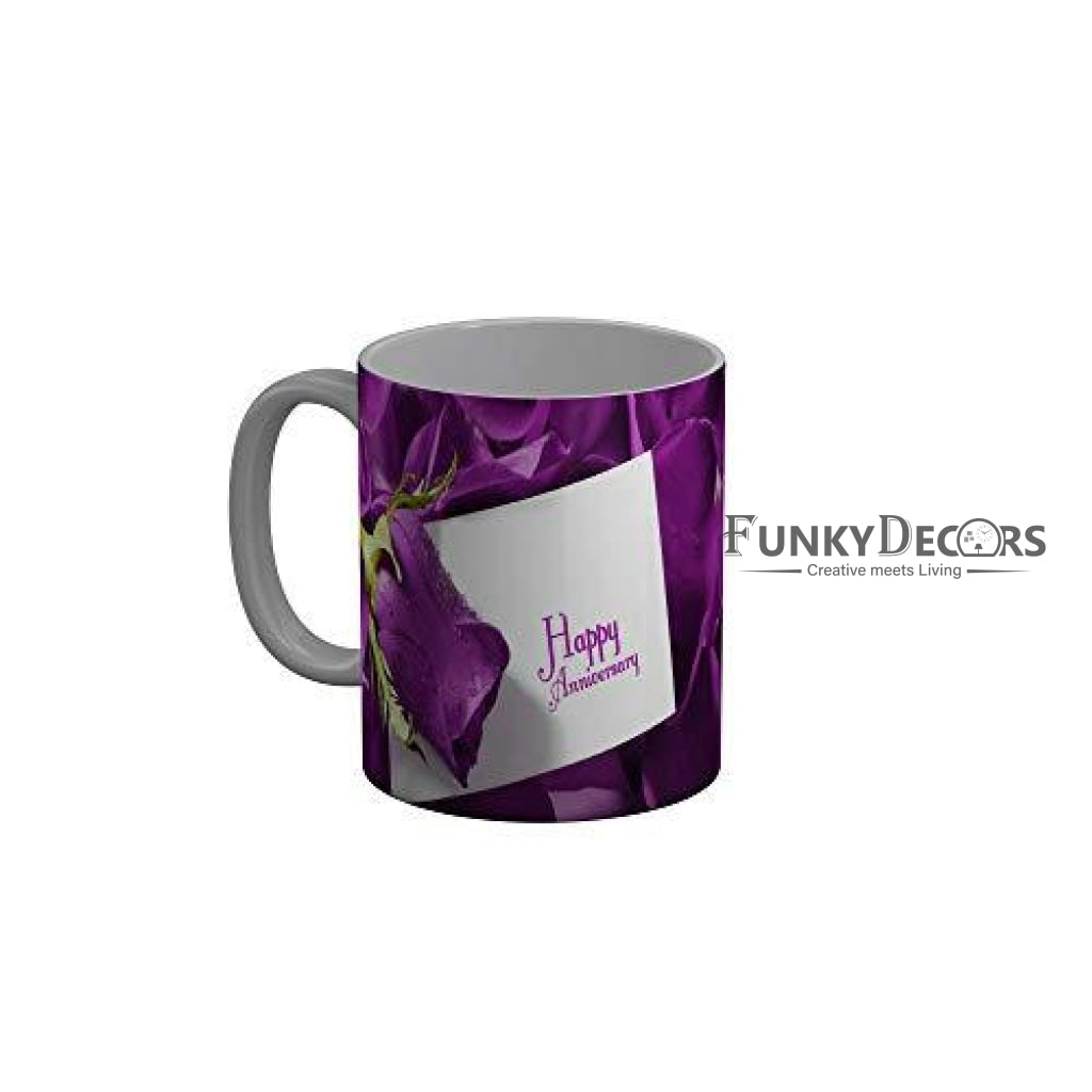 Funkydecors Happy Anniversary Ceramic Mug 350 Ml Multicolor Mugs