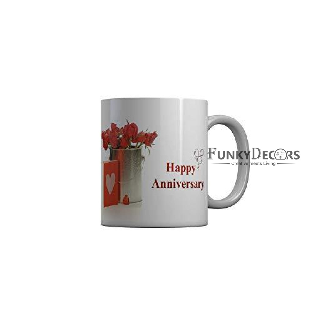 Funkydecors Happy Anniversary Ceramic Mug 350 Ml Multicolor Mugs