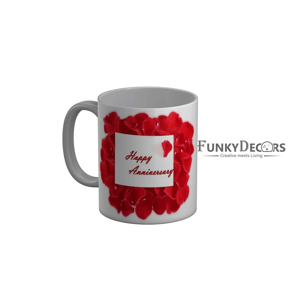 Funkydecors Happy Anniversary Ceramic Mug 350 Ml Multicolor Mugs