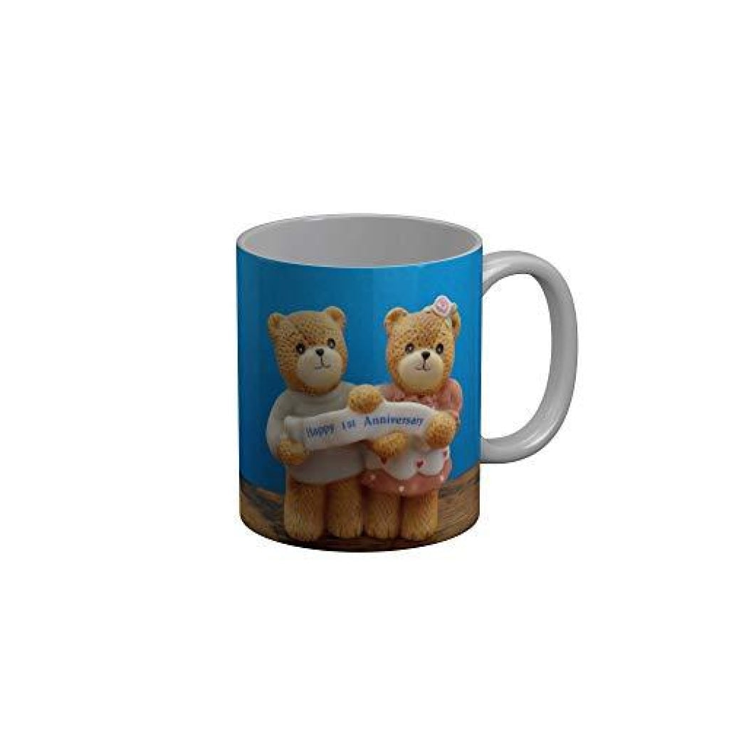 Funkydecors Happy Anniversary Ceramic Mug 350 Ml Multicolor Mugs