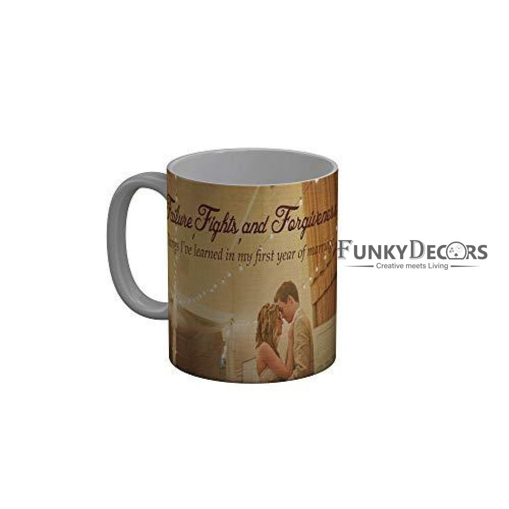 Funkydecors Happy Anniversary Ceramic Mug 350 Ml Multicolor Mugs