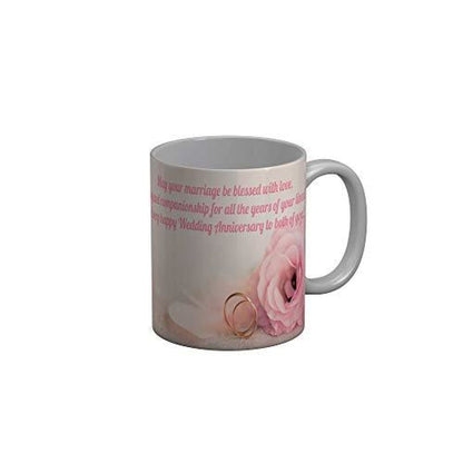 Funkydecors Happy Anniversary Ceramic Mug 350 Ml Multicolor Mugs