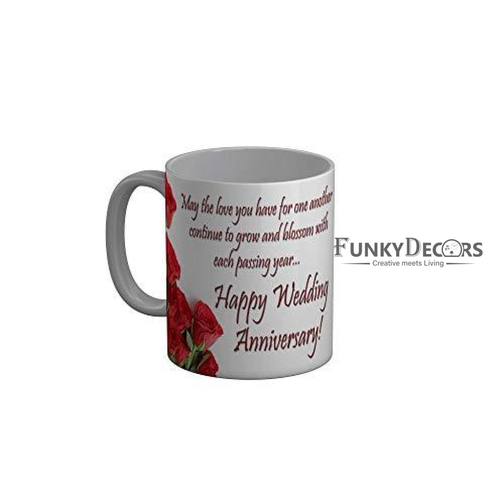 Funkydecors Happy Anniversary Ceramic Mug 350 Ml Multicolor Mugs