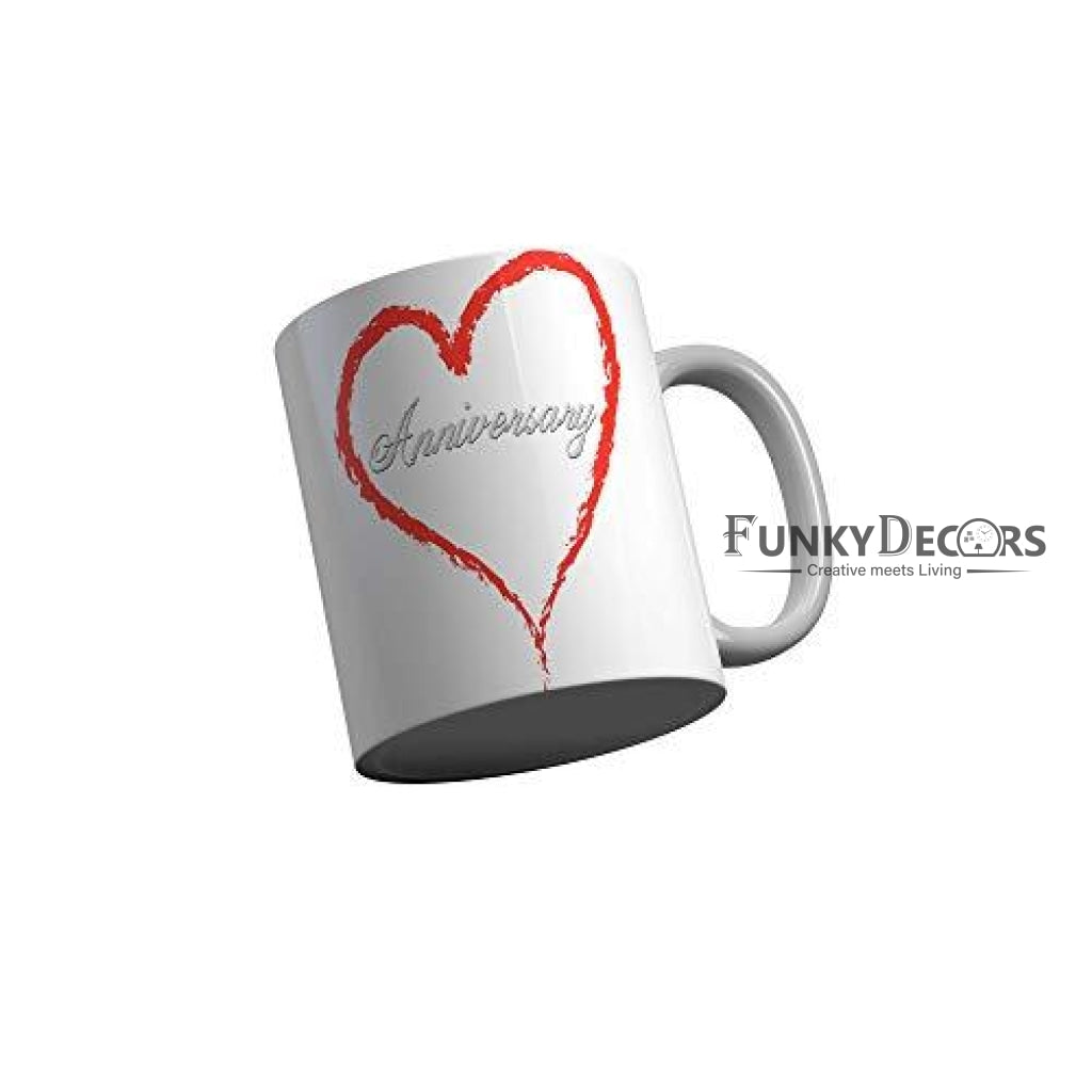 Funkydecors Happy Anniversary Ceramic Mug 350 Ml Multicolor Mugs