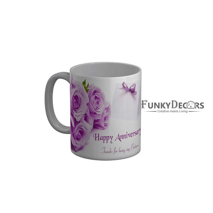 Funkydecors Happy Anniversary Ceramic Mug 350 Ml Multicolor Mugs