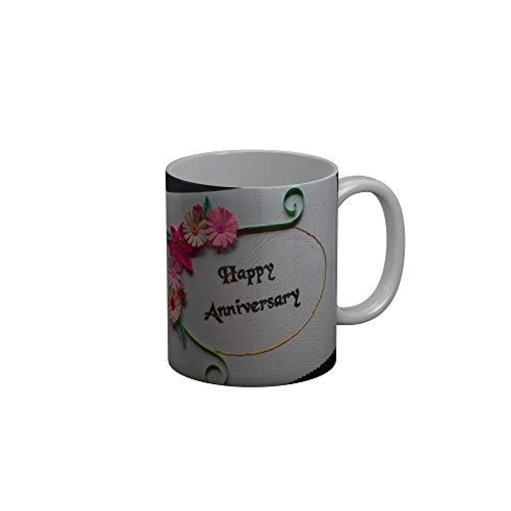 Funkydecors Happy Anniversary Ceramic Mug 350 Ml Multicolor Mugs