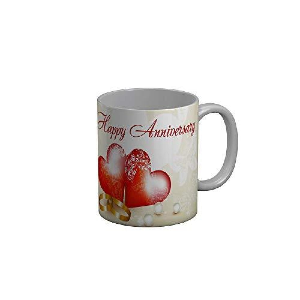 Funkydecors Happy Anniversary Ceramic Mug 350 Ml Multicolor Mugs