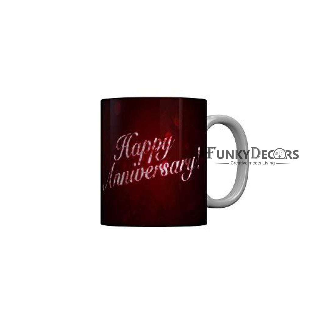 Funkydecors Happy Anniversary Ceramic Mug 350 Ml Multicolor Mugs