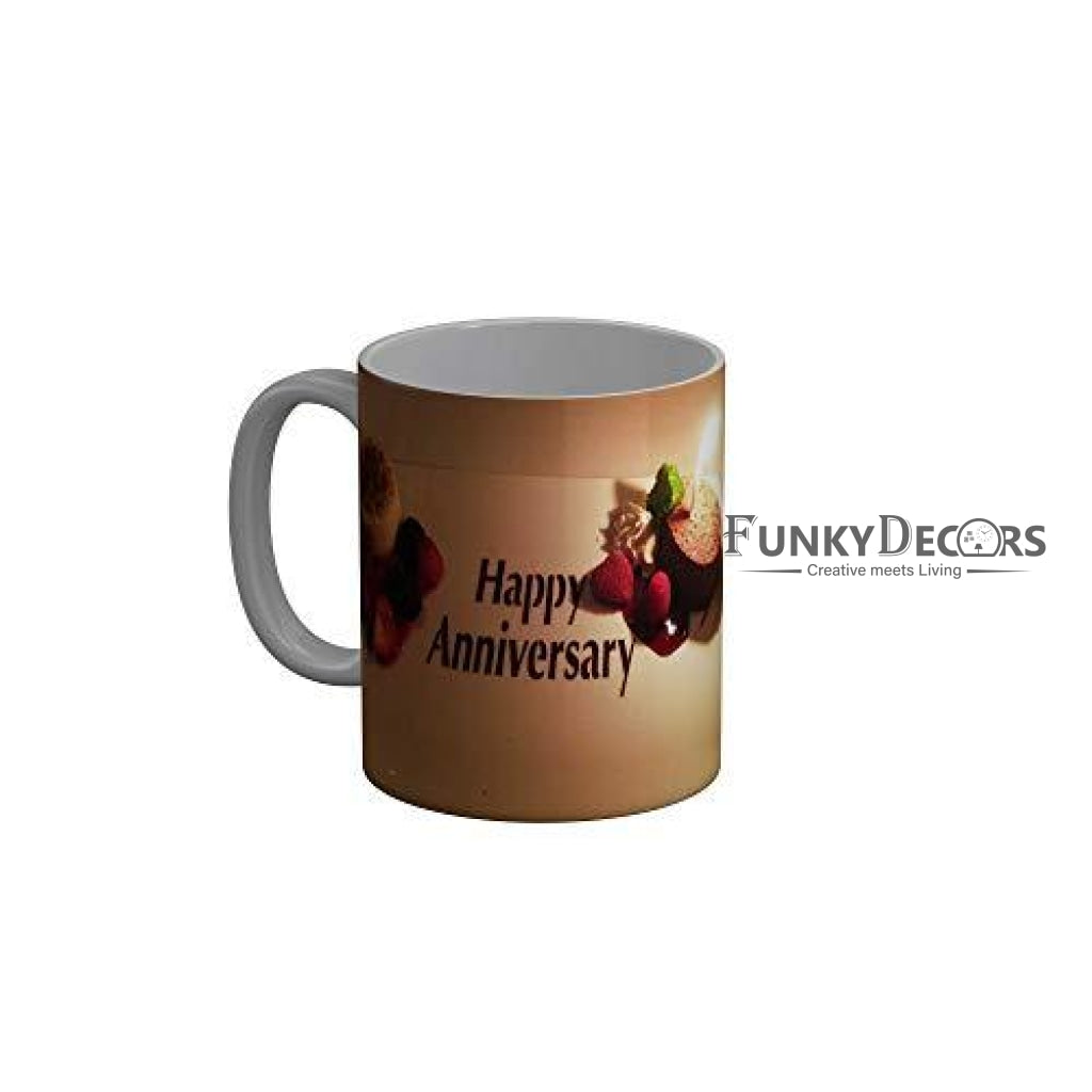 Funkydecors Happy Anniversary Ceramic Mug 350 Ml Multicolor Mugs