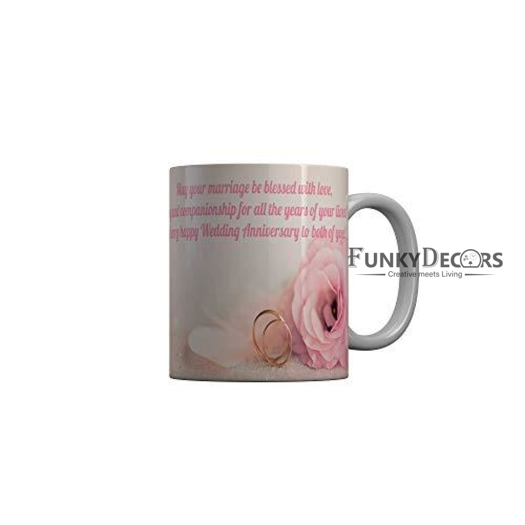 Funkydecors Happy Anniversary Ceramic Mug 350 Ml Multicolor Mugs