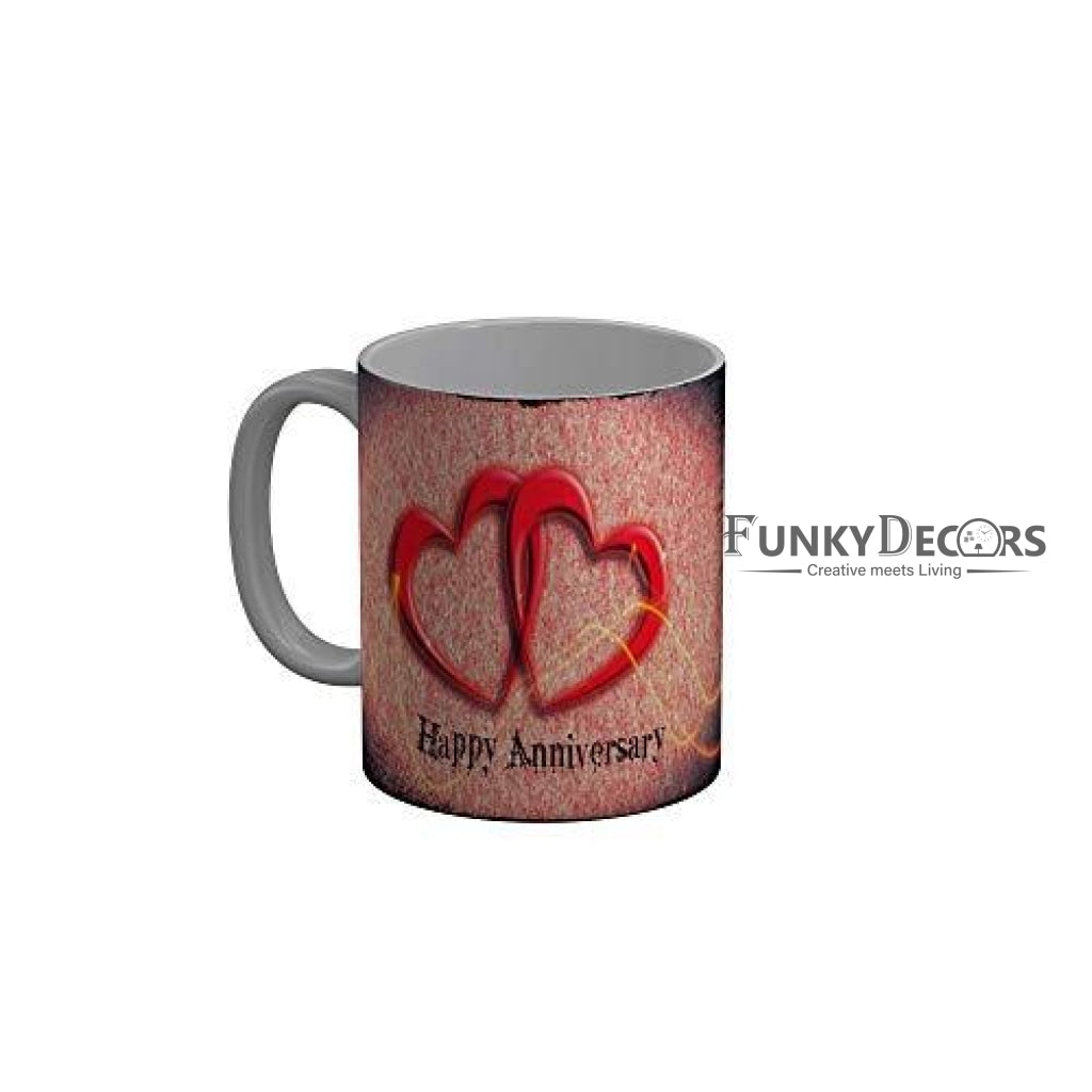 Funkydecors Happy Anniversary Ceramic Mug 350 Ml Multicolor Mugs