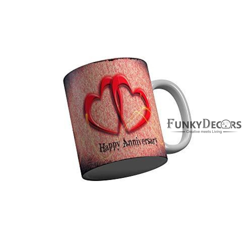 Funkydecors Happy Anniversary Ceramic Mug 350 Ml Multicolor Mugs