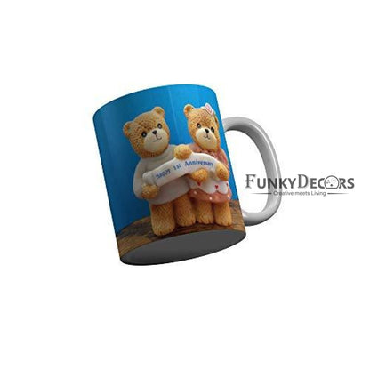 Funkydecors Happy Anniversary Ceramic Mug 350 Ml Multicolor Mugs