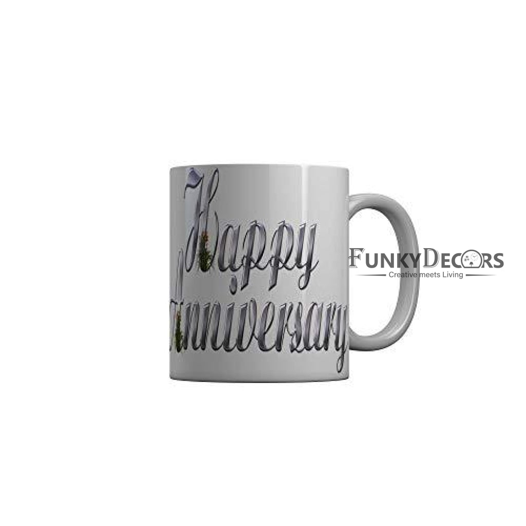 Funkydecors Happy Anniversary Ceramic Mug 350 Ml Multicolor Mugs