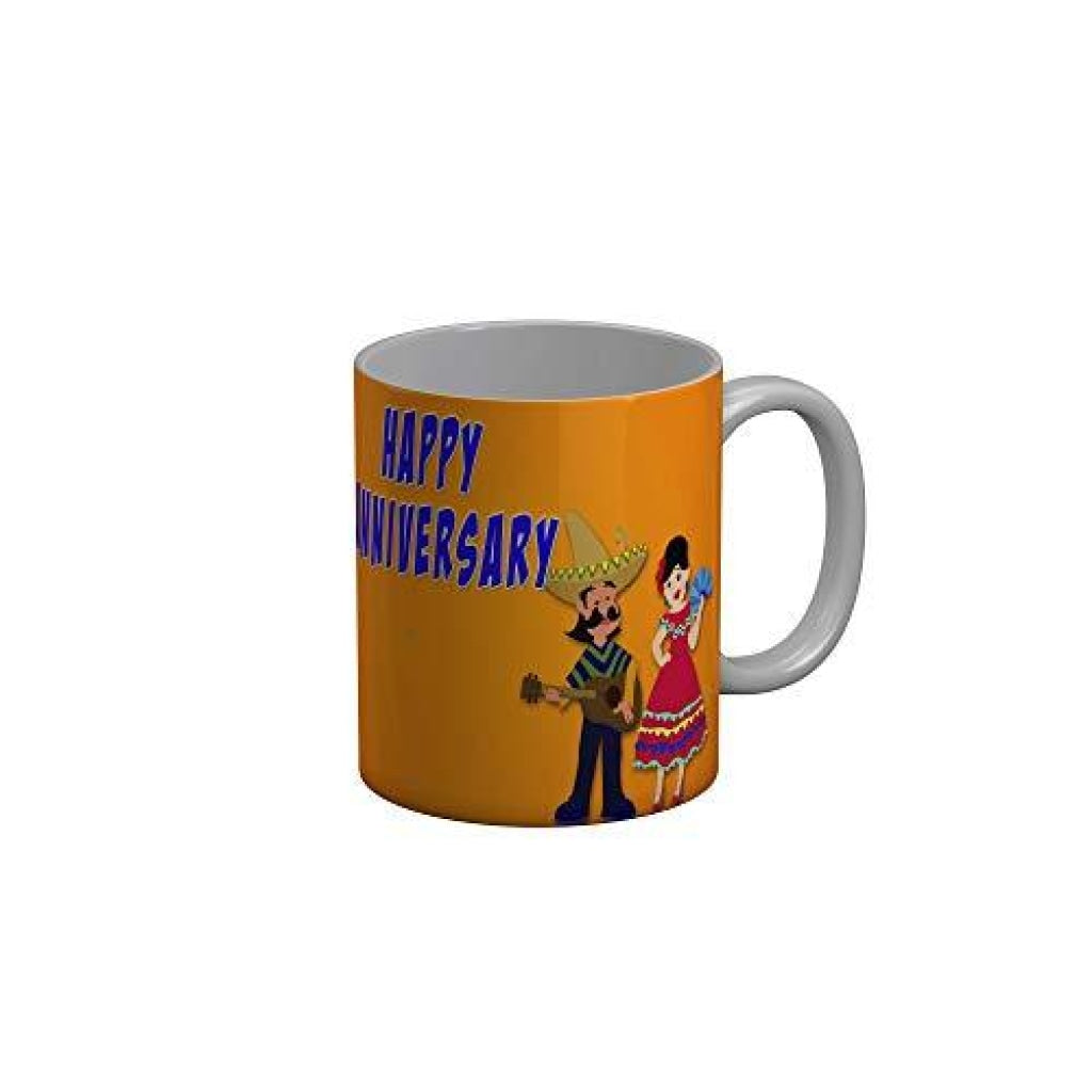 Funkydecors Happy Anniversary Ceramic Mug 350 Ml Multicolor Mugs