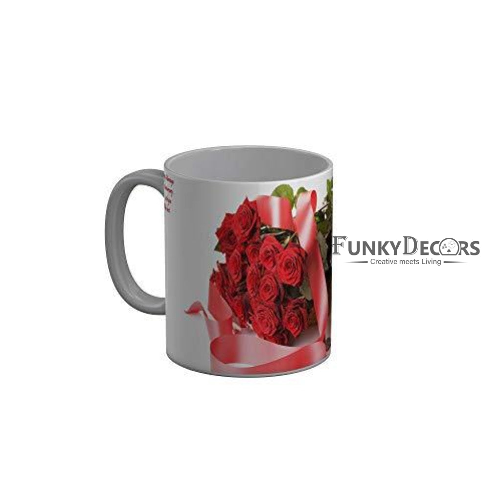 Funkydecors Happy Anniversary Ceramic Mug 350 Ml Multicolor Mugs