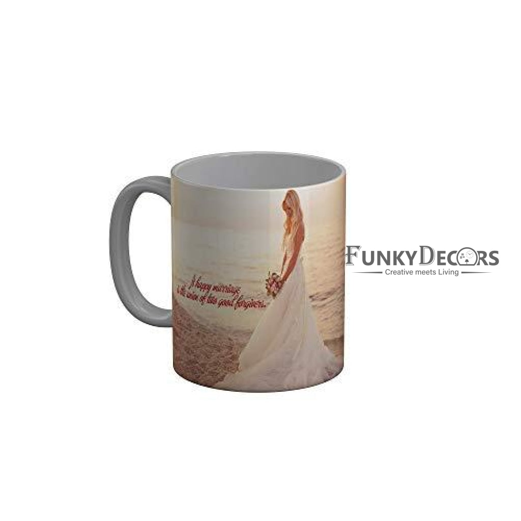 Funkydecors Happy Anniversary Ceramic Mug 350 Ml Multicolor Mugs