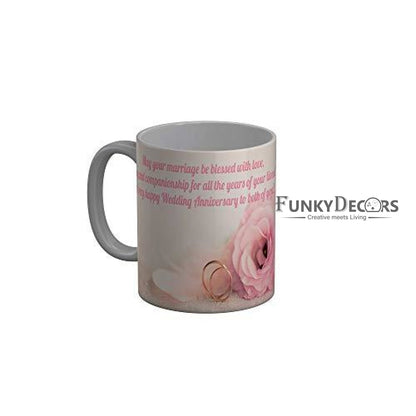 Funkydecors Happy Anniversary Ceramic Mug 350 Ml Multicolor Mugs