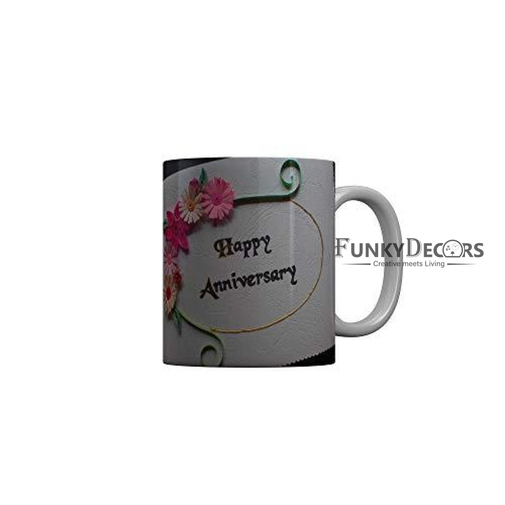 Funkydecors Happy Anniversary Ceramic Mug 350 Ml Multicolor Mugs