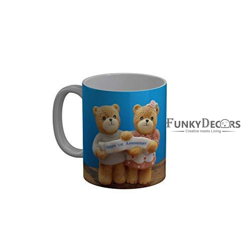 Funkydecors Happy Anniversary Ceramic Mug 350 Ml Multicolor Mugs