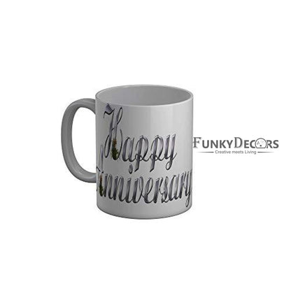 Funkydecors Happy Anniversary Ceramic Mug 350 Ml Multicolor Mugs