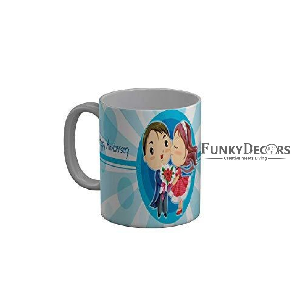 Funkydecors Happy Anniversary Ceramic Mug 350 Ml Multicolor Mugs