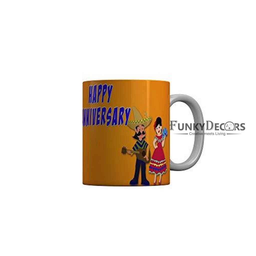Funkydecors Happy Anniversary Ceramic Mug 350 Ml Multicolor Mugs