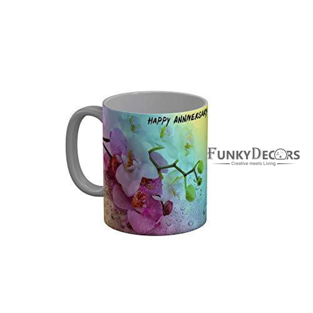 Funkydecors Happy Anniversary Ceramic Mug 350 Ml Multicolor Mugs