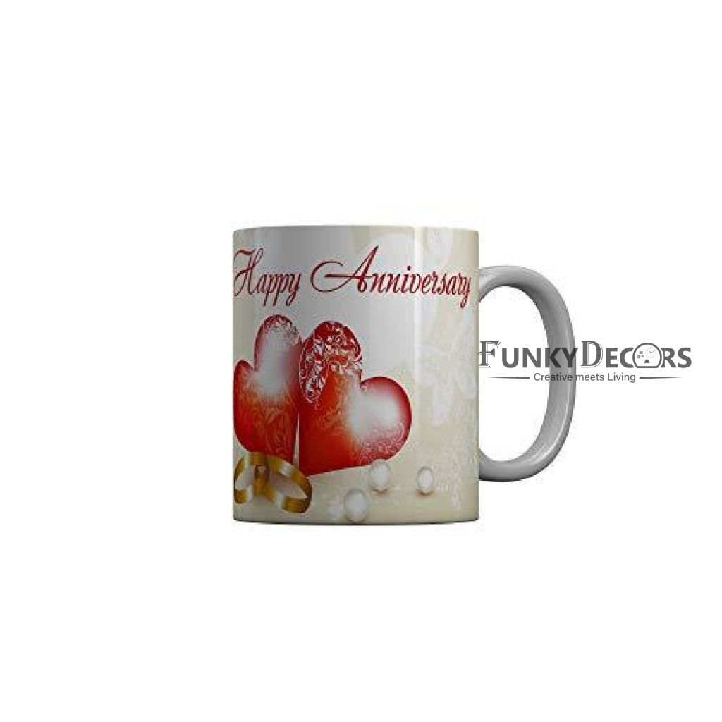 Funkydecors Happy Anniversary Ceramic Mug 350 Ml Multicolor Mugs