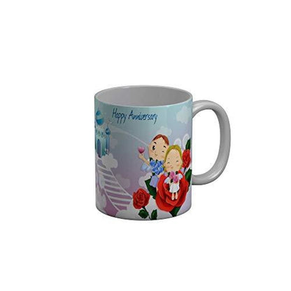 Funkydecors Happy Anniversary Ceramic Mug 350 Ml Multicolor Mugs