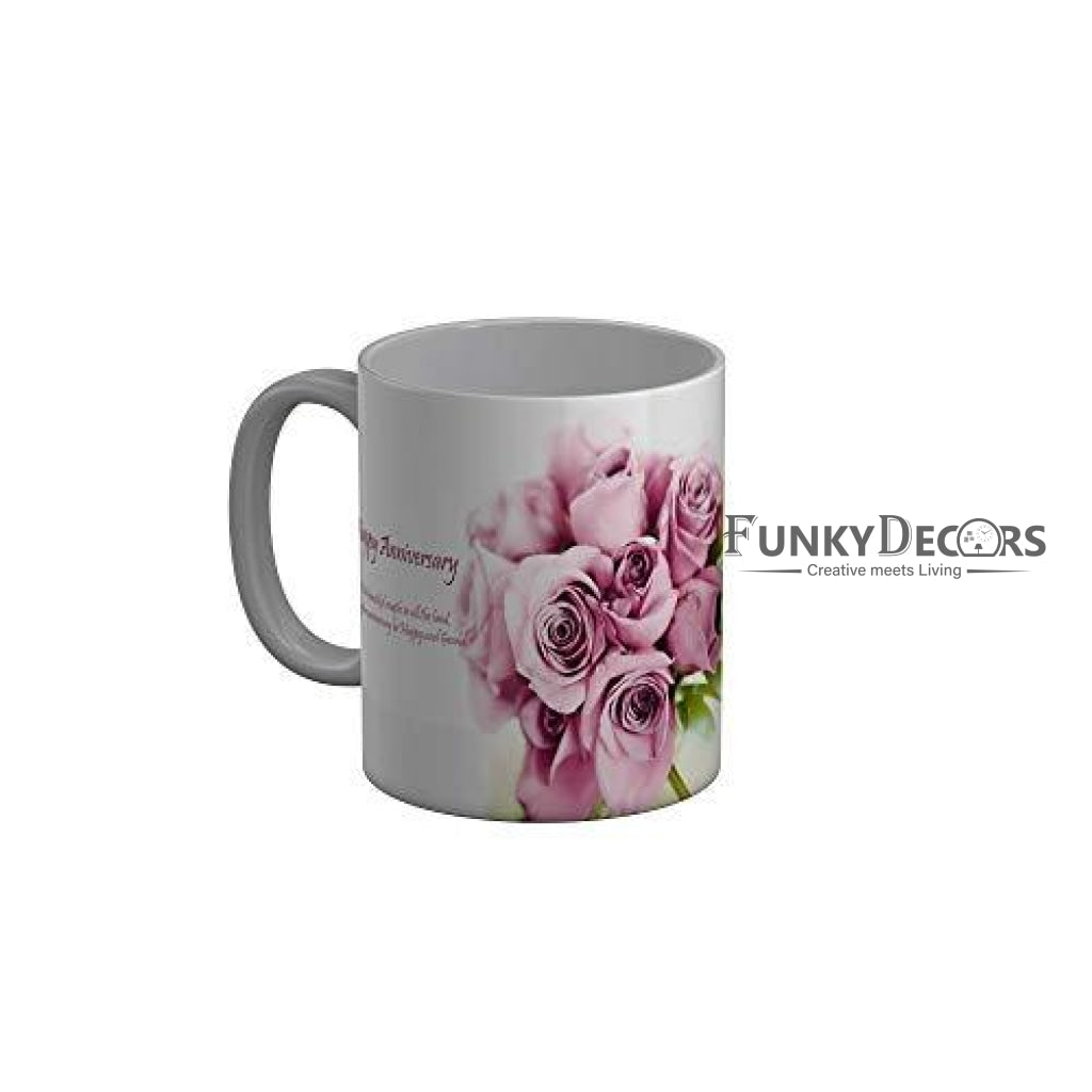 Funkydecors Happy Anniversary Ceramic Mug 350 Ml Multicolor Mugs