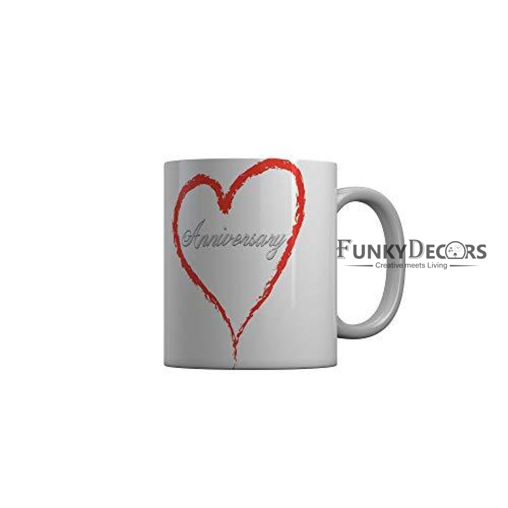 Funkydecors Happy Anniversary Ceramic Mug 350 Ml Multicolor Mugs