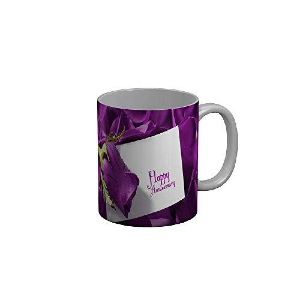 Funkydecors Happy Anniversary Ceramic Mug 350 Ml Multicolor Mugs