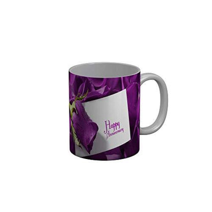 Funkydecors Happy Anniversary Ceramic Mug 350 Ml Multicolor Mugs