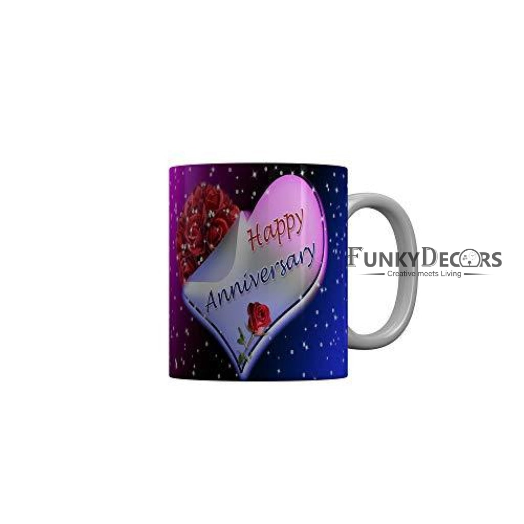 Funkydecors Happy Anniversary Ceramic Mug 350 Ml Multicolor Mugs