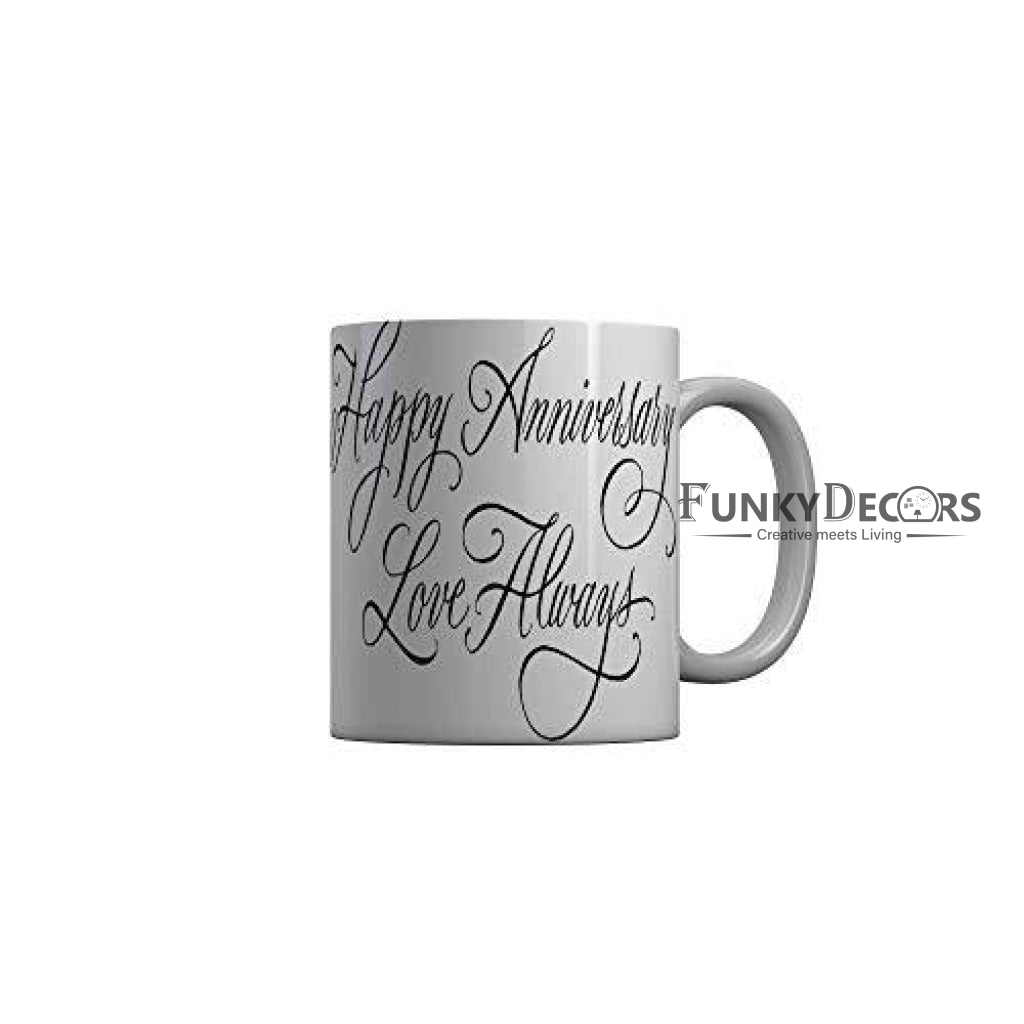 Funkydecors Happy Anniversary Love Always Ceramic Mug 350 Ml Multicolor Mugs