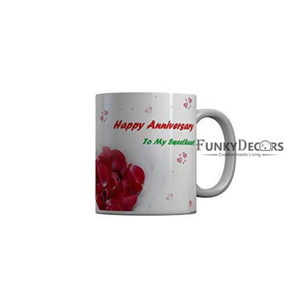 Funkydecors Happy Anniversary To My Sweetheart Ceramic Mug 350 Ml Multicolor Mugs
