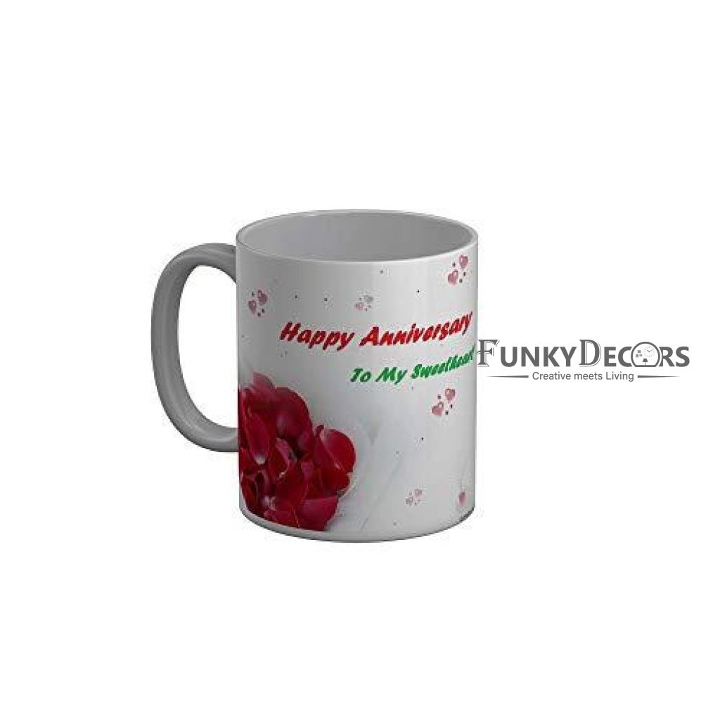 Funkydecors Happy Anniversary To My Sweetheart Ceramic Mug 350 Ml Multicolor Mugs